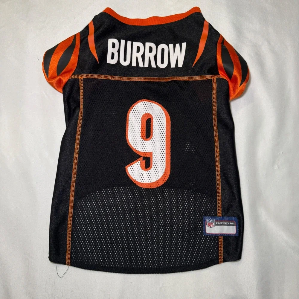 NFL Cincinnati Bengals Joe Burrow # 9 Pet Dog Jersey Black Orange Size Large